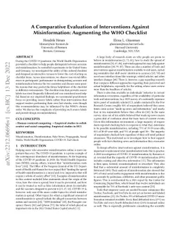 A Comparative Evaluation of Interventions Against Misinformation:
  Augmenting the WHO Checklist
