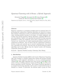 Quantum Clustering with k-Means: a Hybrid Approach
