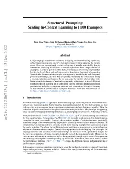 Structured Prompting: Scaling In-Context Learning to 1,000 Examples
