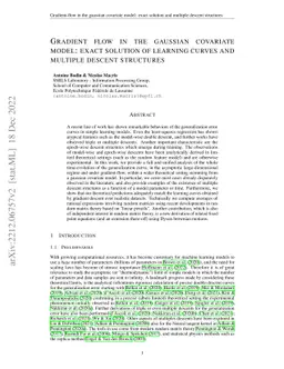 Gradient flow in the gaussian covariate model: exact solution of
  learning curves and multiple descent structures