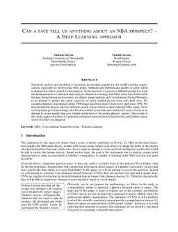 Can a face tell us anything about an NBA prospect? -- A Deep Learning
  approach