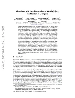 MegaPose: 6D Pose Estimation of Novel Objects via Render & Compare