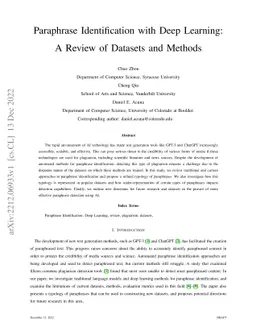 Paraphrase Identification with Deep Learning: A Review of Datasets and
  Methods
