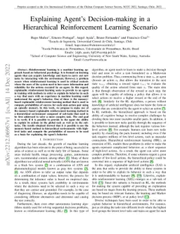 Explaining Agent's Decision-making in a Hierarchical Reinforcement
  Learning Scenario