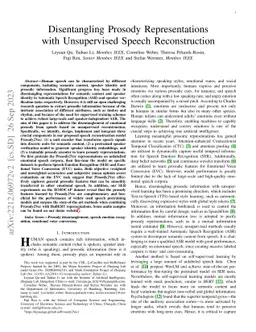 Disentangling Prosody Representations with Unsupervised Speech
  Reconstruction