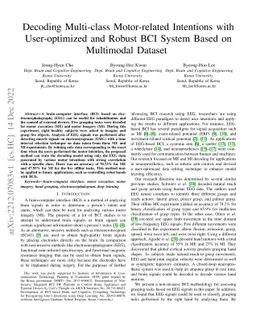 Decoding Multi-class Motor-related Intentions with User-optimized and
  Robust BCI System Based on Multimodal Dataset