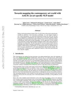 Towards mapping the contemporary art world with ArtLM: an art-specific
  NLP model