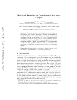 Multi-task Learning for Cross-Lingual Sentiment Analysis