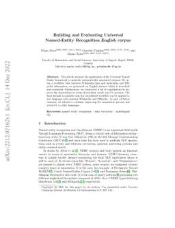 Building and Evaluating Universal Named-Entity Recognition English
  corpus