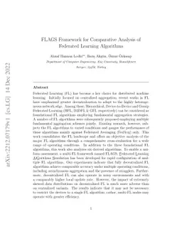 FLAGS Framework for Comparative Analysis of Federated Learning
  Algorithms