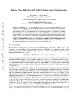 Cutting Plane Selection with Analytic Centers and Multiregression