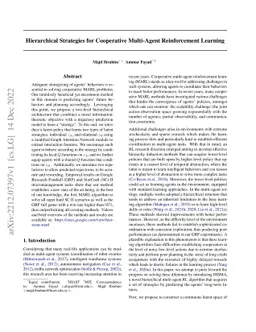 Hierarchical Strategies for Cooperative Multi-Agent Reinforcement
  Learning