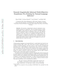 Towards Linguistically Informed Multi-Objective Pre-Training for Natural
  Language Inference