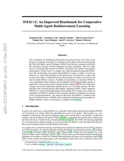 SMACv2: An Improved Benchmark for Cooperative Multi-Agent Reinforcement
  Learning