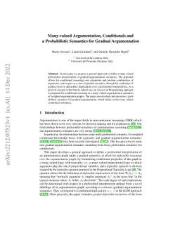 Many-valued Argumentation, Conditionals and a Probabilistic Semantics
  for Gradual Argumentation
