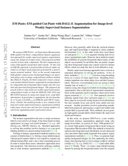 EM-Paste: EM-guided Cut-Paste with DALL-E Augmentation for Image-level
  Weakly Supervised Instance Segmentation