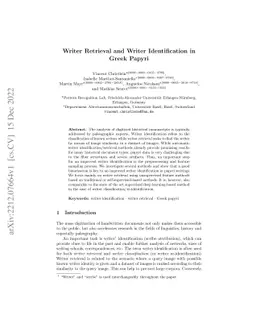 Writer Retrieval and Writer Identification in Greek Papyri