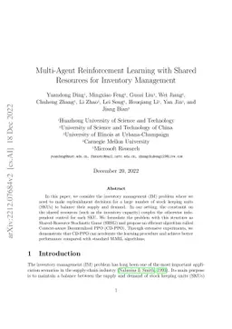Multi-Agent Reinforcement Learning with Shared Resources for Inventory
  Management