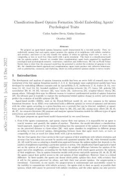 Classification-Based Opinion Formation Model Embedding Agents'
  Psychological Traits