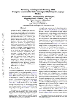 Advancing Multilingual Pre-training: TRIP Triangular Document-level
  Pre-training for Multilingual Language Models
