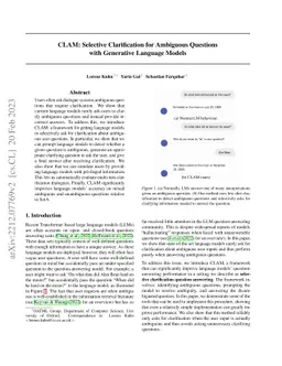 CLAM: Selective Clarification for Ambiguous Questions with Generative
  Language Models