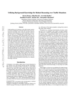 Utilizing Background Knowledge for Robust Reasoning over Traffic
  Situations