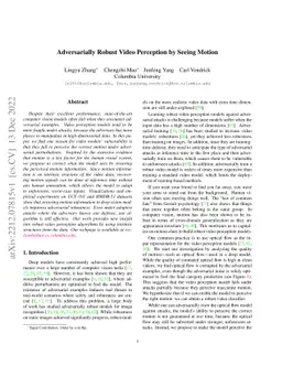 Adversarially Robust Video Perception by Seeing Motion