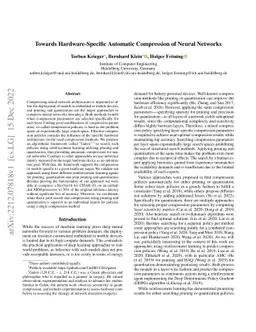 Towards Hardware-Specific Automatic Compression of Neural Networks