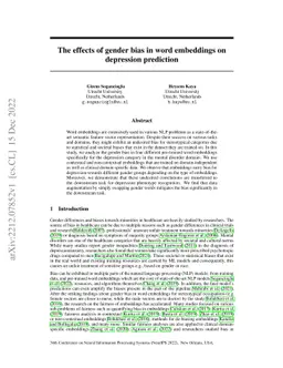The effects of gender bias in word embeddings on depression prediction