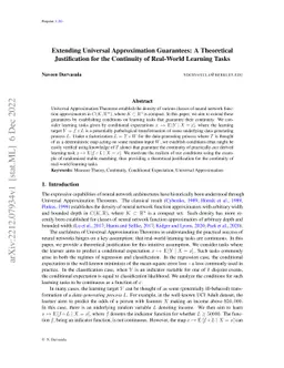 Extending Universal Approximation Guarantees: A Theoretical
  Justification for the Continuity of Real-World Learning Tasks