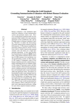 Revisiting the Gold Standard: Grounding Summarization Evaluation with
  Robust Human Evaluation