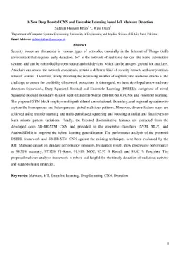 A New Deep Boosted CNN and Ensemble Learning based IoT Malware Detection