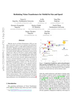 Rethinking Vision Transformers for MobileNet Size and Speed
