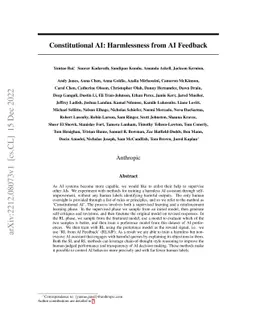 Constitutional AI: Harmlessness from AI Feedback
