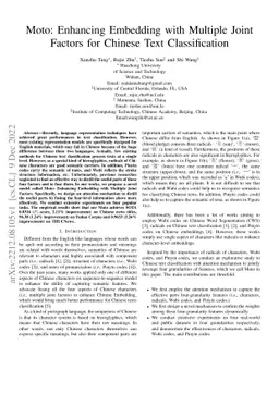 Moto: Enhancing Embedding with Multiple Joint Factors for Chinese Text
  Classification