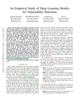An Empirical Study of Deep Learning Models for Vulnerability Detection