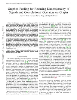 Graphon Pooling for Reducing Dimensionality of Signals and Convolutional
  Operators on Graphs