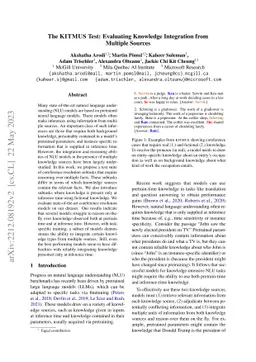 The KITMUS Test: Evaluating Knowledge Integration from Multiple Sources
  in Natural Language Understanding Systems