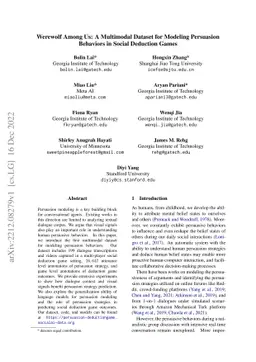 Werewolf Among Us: A Multimodal Dataset for Modeling Persuasion
  Behaviors in Social Deduction Games