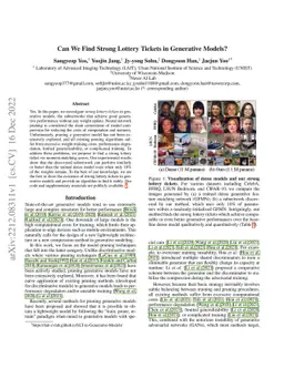 Can We Find Strong Lottery Tickets in Generative Models?