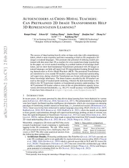 Autoencoders as Cross-Modal Teachers: Can Pretrained 2D Image
  Transformers Help 3D Representation Learning?