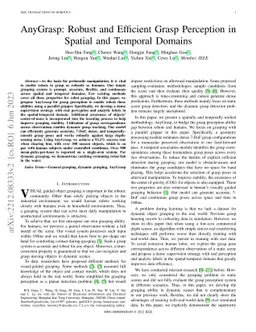 AnyGrasp: Robust and Efficient Grasp Perception in Spatial and Temporal
  Domains