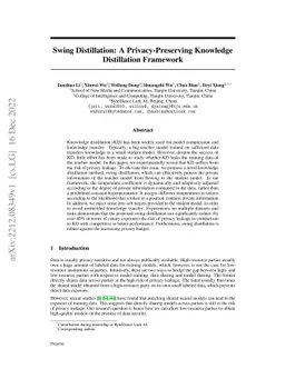 Swing Distillation: A Privacy-Preserving Knowledge Distillation
  Framework