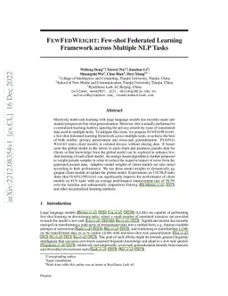 FewFedWeight: Few-shot Federated Learning Framework across Multiple NLP
  Tasks