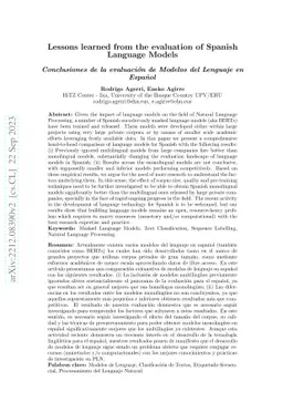 Lessons learned from the evaluation of Spanish Language Models