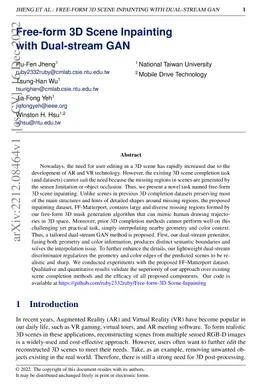 Free-form 3D Scene Inpainting with Dual-stream GAN