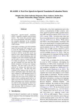 BLASER: A Text-Free Speech-to-Speech Translation Evaluation Metric