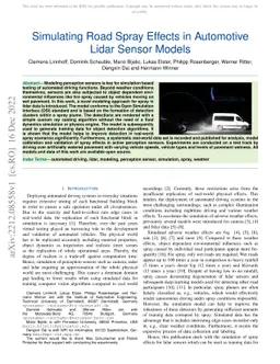 Simulating Road Spray Effects in Automotive Lidar Sensor Models
