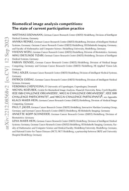 Biomedical image analysis competitions: The state of current
  participation practice