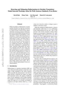 Detecting and Mitigating Hallucinations in Machine Translation: Model
  Internal Workings Alone Do Well, Sentence Similarity Even Better